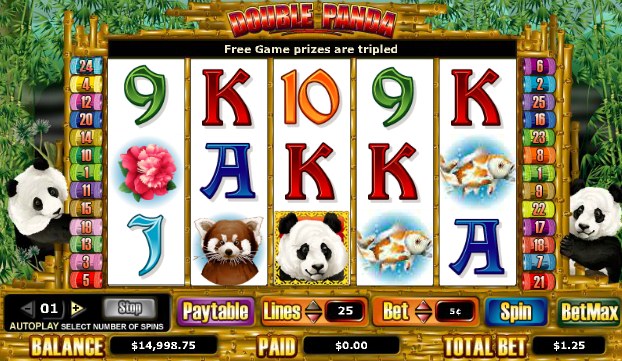 Double Panda is actually one of several in the Amaya slots range.Other titles include Cherry Blossoms and Shogun Showdown.This is a solid slot, rather than an action-packed one.It has 5 reels, wilds and scatters – and features a free spins bonus round as the main attraction.The design is in some ways a little retro, particularly the.