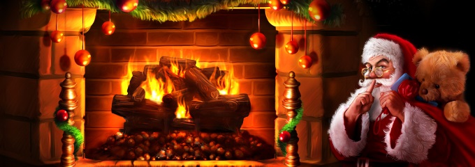 santa and fireplace