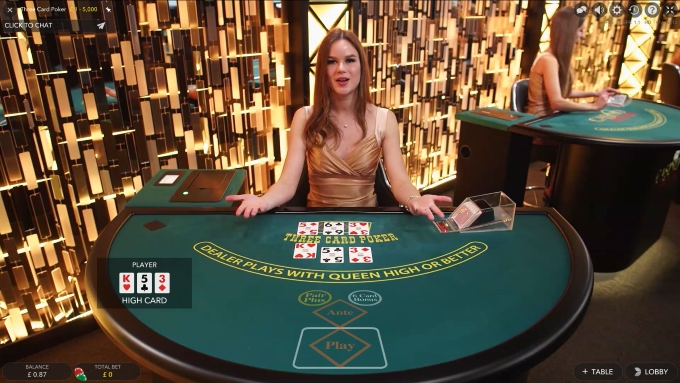 live dealer 3 card poker