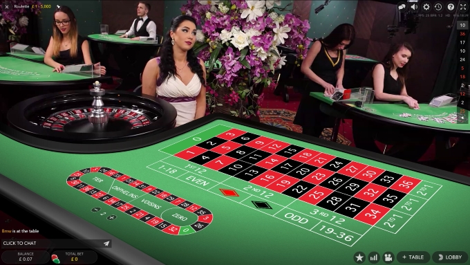 live dealer roulette table
