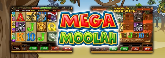 mega moolah slot screenshots and logo