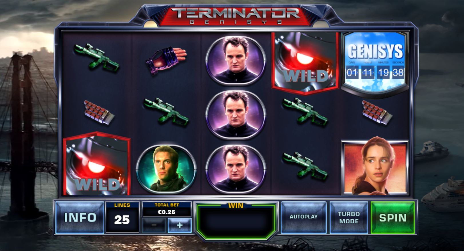 Bonus Game and Big Win Terminator Genisys Slot Machine from Playtech