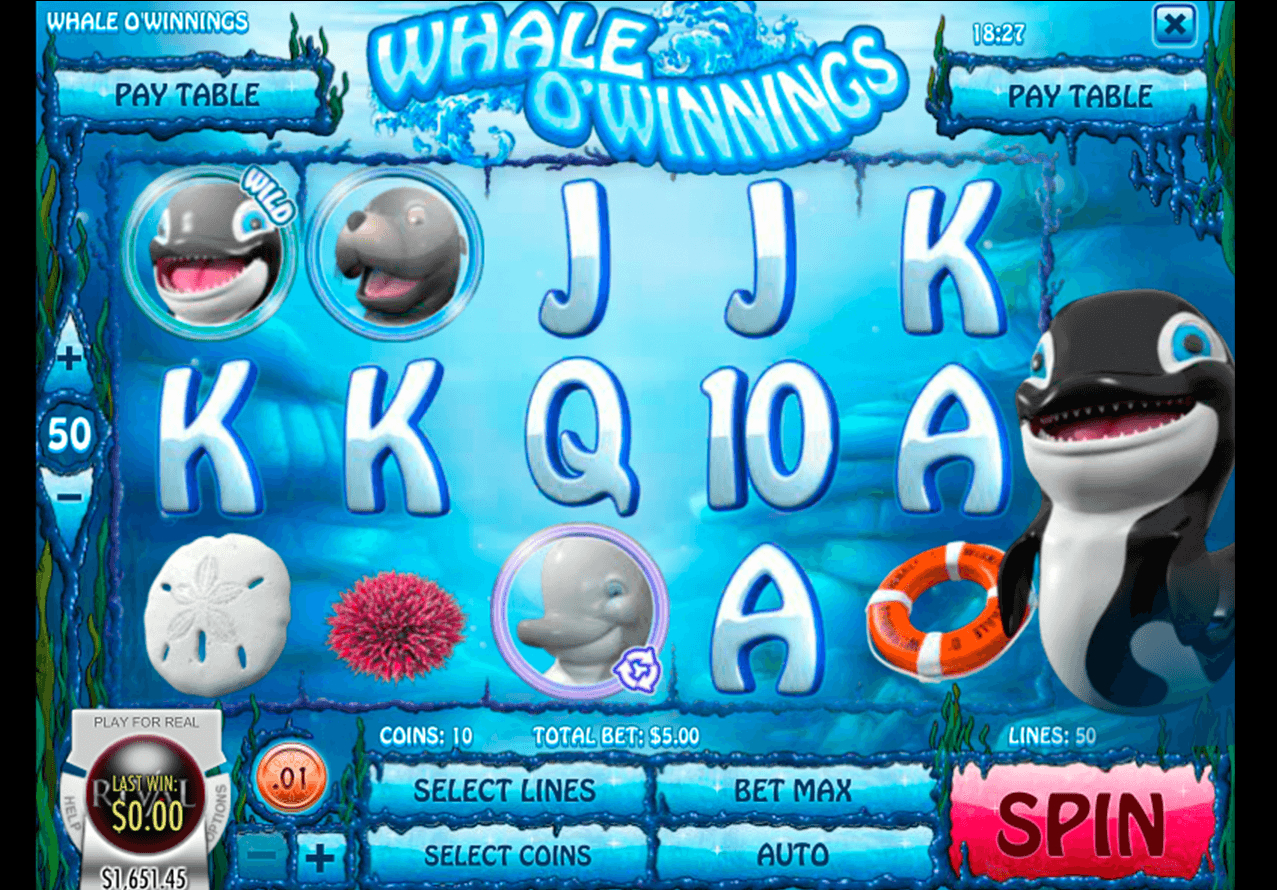 whale o' winnings slot game