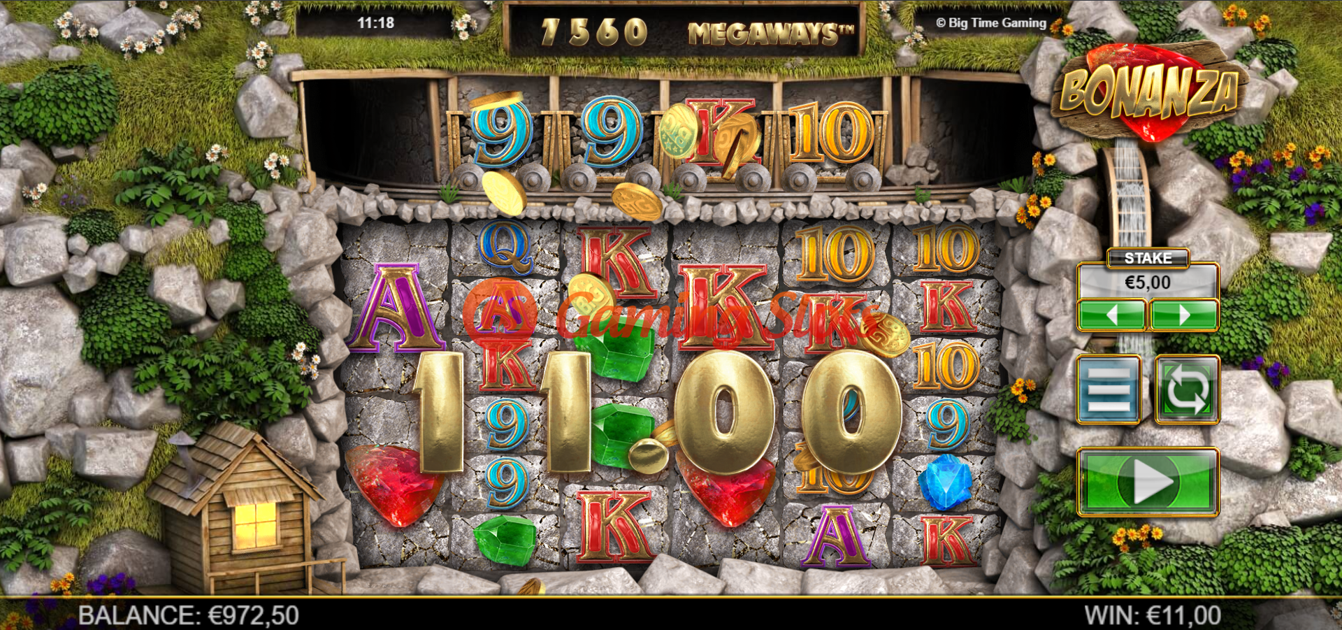 Base Game for Bonanza slot from Big Time Gaming