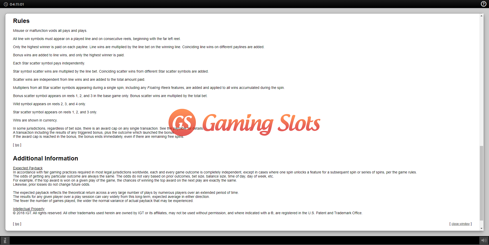 Game Rules for Balloonies slot from IGT
