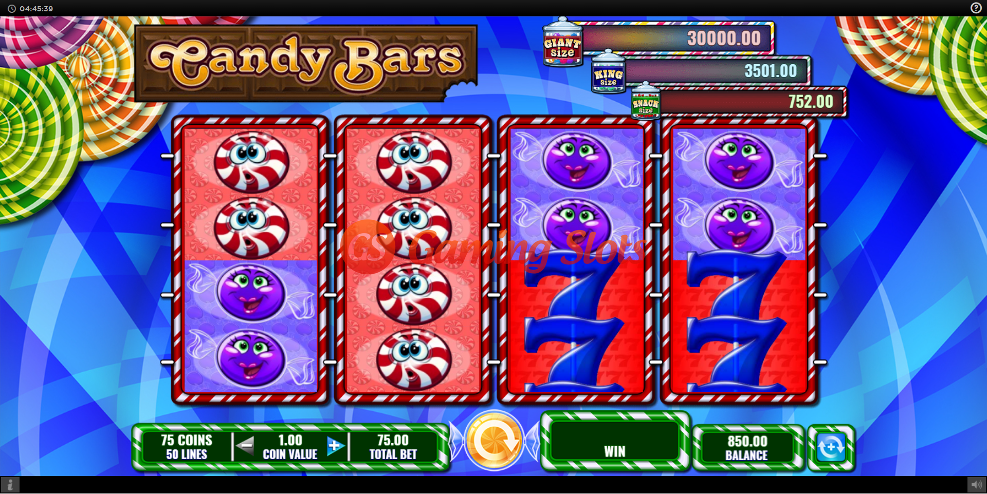 Base Game for Candy Bars slot from IGT
