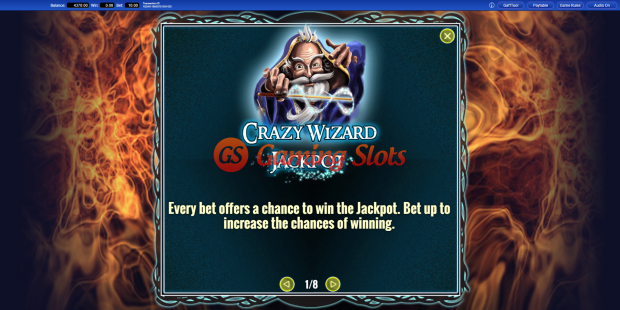 Pay Table for Crazy Wizard slot from IGT