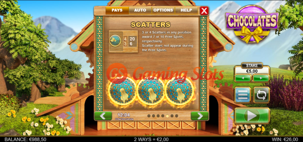 Game Rules for Chocolates slot from Big Time Gaming