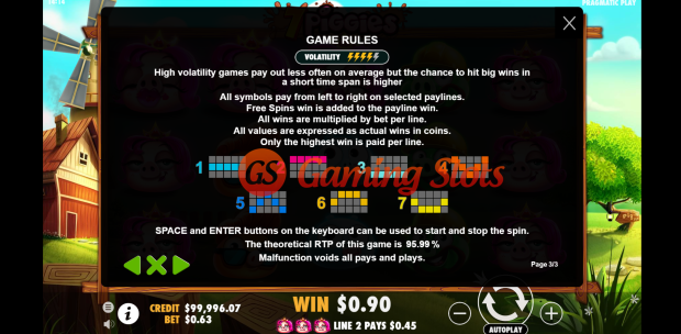 Game Rules for 7 Piggies slot by Pragmatic Play