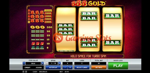 Base Game for 888 Gold slot by Pragmatic Play