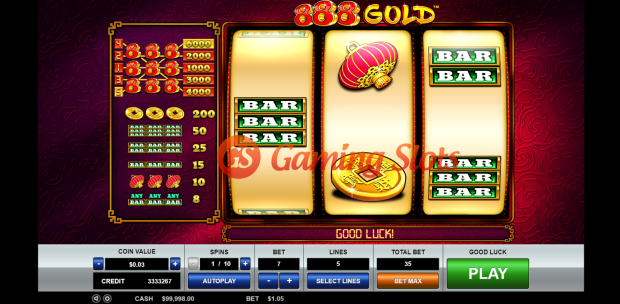 Base Game for 888 Gold slot by Pragmatic Play