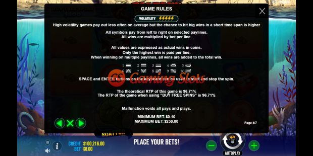 Game Rules for Big Bass Splash slot from Reel kingdom