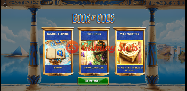 Game Intro for Book of Gods slot from Big Time Gaming