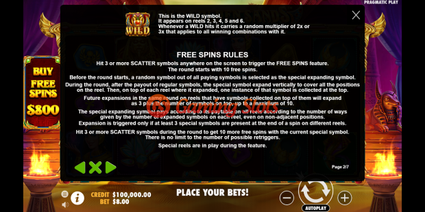 Pay Table for Book of Golden Sands slot from Pragmatic Play