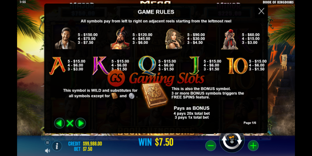 Game Rules for Book of Kingdoms slot from Reel kingdom