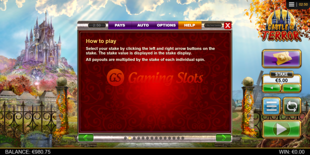 Game Rules for Castle of Terror slot from Big Time Gaming