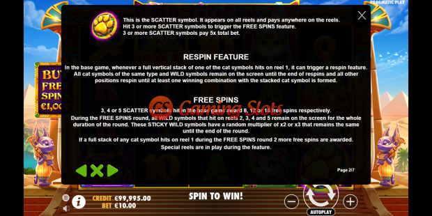 Pay Table for Cleocatra slot from Pragmatic Play