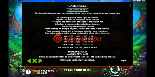 Game Rules for Clover Gold slot from Pragmatic Play