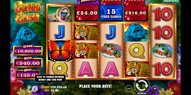 Base Game for Congo Cash slot from Wild Streak Gaming