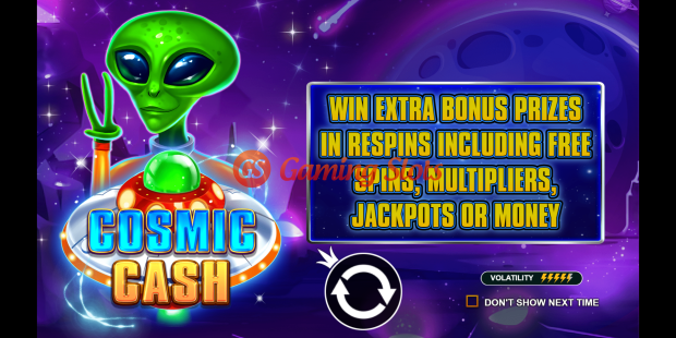 Game Intro for Cosmic Cash slot from Wild Streak Gaming