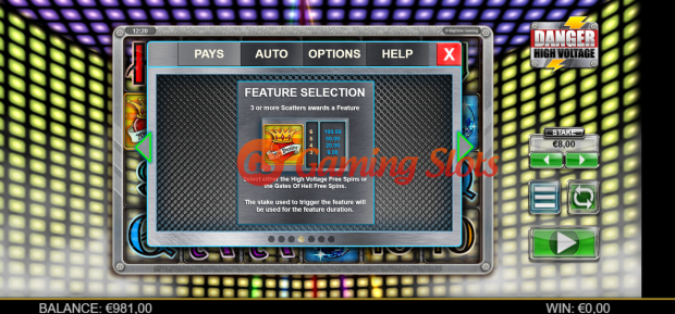 Game Rules for Danger High Voltage slot from Big Time Gaming