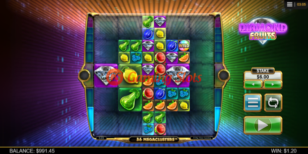 Base Game for Diamond Fruits Megaclusters slot from Big Time Gaming