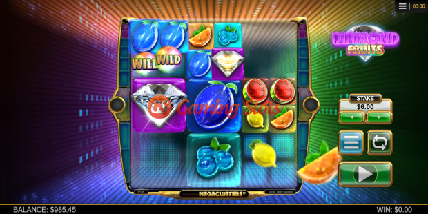 Base Game for Diamond Fruits Megaclusters slot from Big Time Gaming