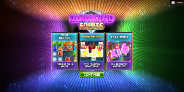 Game Intro for Diamond Fruits Megaclusters slot from Big Time Gaming