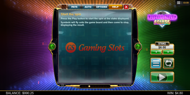 Game Rules for Diamond Fruits Megaclusters slot from Big Time Gaming
