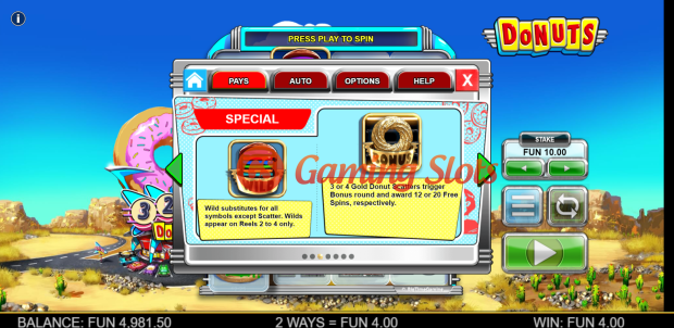 Game Rules for Donuts slot from Big Time Gaming