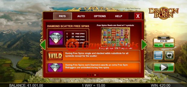 Game Rules for Dragon Born slot from Big Time Gaming