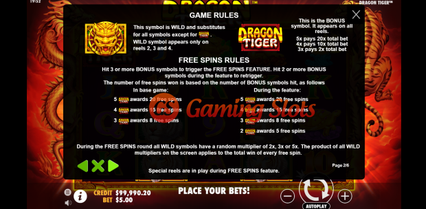 Game Rules for Dragon Tiger slot by Pragmatic Play