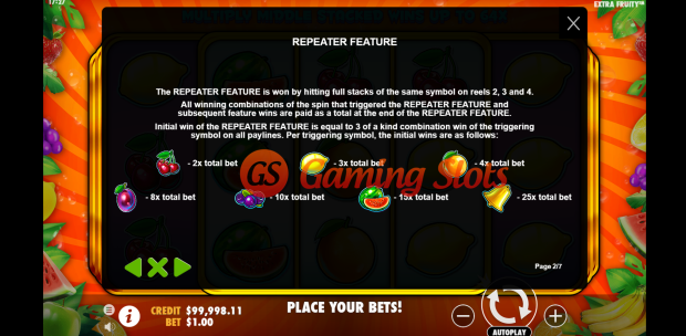 Game Rules for Extra Fruity slot by Pragmatic Play