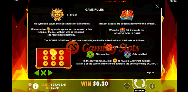 Game Rules for Fire 88 slot by Pragmatic Play