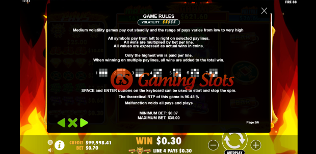 Game Rules for Fire 88 slot by Pragmatic Play