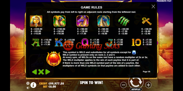Game Rules for Fortune of Giza slot from Pragmatic Play