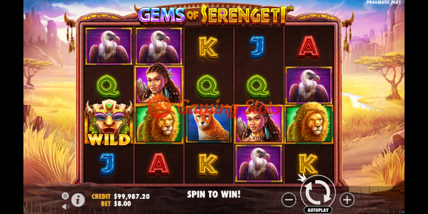 Base Game for Gems of Serengeti slot from Pragmatic Play