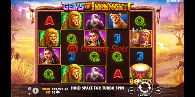 Base Game for Gems of Serengeti slot from Pragmatic Play