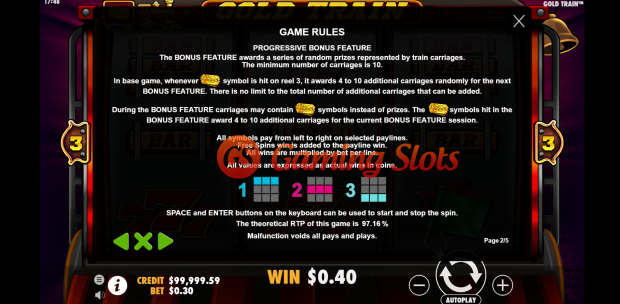 Game Rules for Gold Train slot by Pragmatic Play