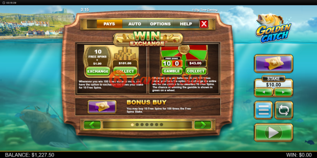 Pay Table for Golden Catch Megaways slot from Big Time Gaming