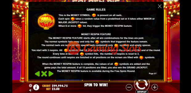 Game Rules for Golden Pig slot by Pragmatic Play