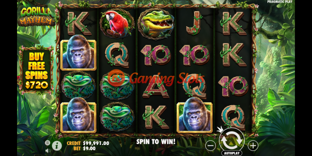 Base Game for Gorilla Mayhem slot from Pragmatic Play