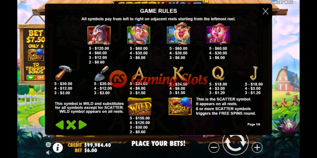 Game Rules for Greedy Wolf slot from Pragmatic Play