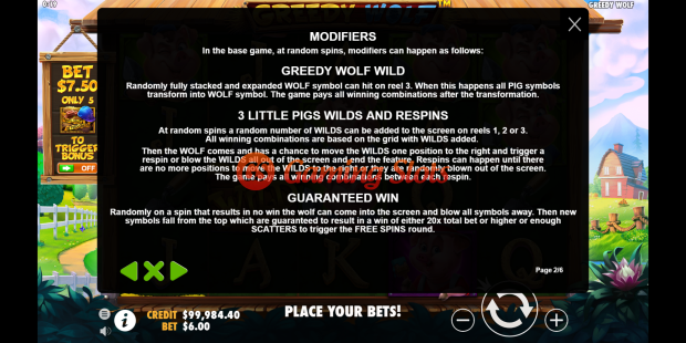 Pay Table for Greedy Wolf slot from Pragmatic Play