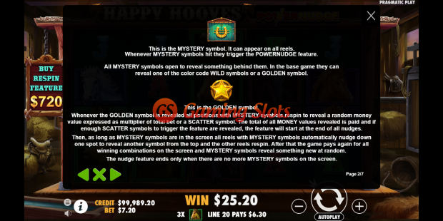 Pay Table for Happy Hooves slot from Pragmatic Play