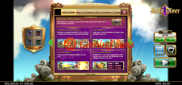 Game Rules for Holy Diver slot from Big Time Gaming