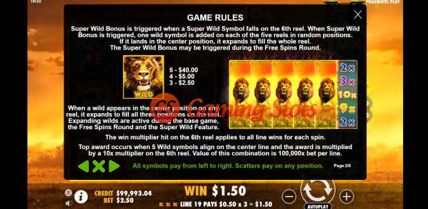 Game Rules for Hot Safari slot by Pragmatic Play