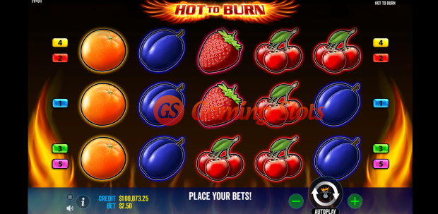 Base Game for Hot To Burn slot by Pragmatic Play