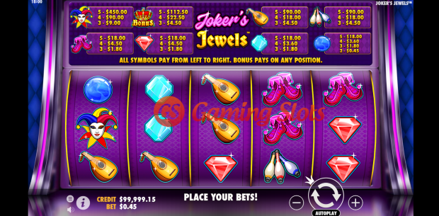 Base Game for Jokers Jewels slot by Pragmatic Play