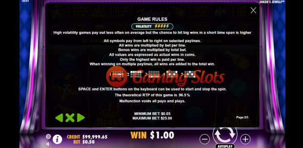 Game Rules for Jokers Jewels slot by Pragmatic Play